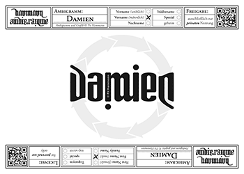 Ambigramm Damien