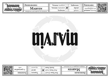 Ambigramm Marvin