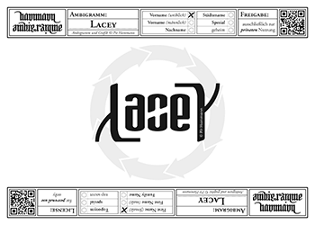 Lacey Ambigramm